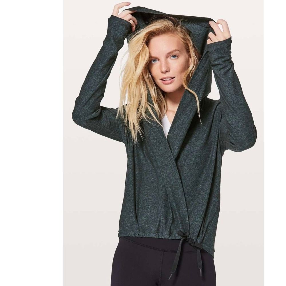 Lululemon Ready To Rulu Wrap Hoodie Heathered Blue Wrap Front Size 8